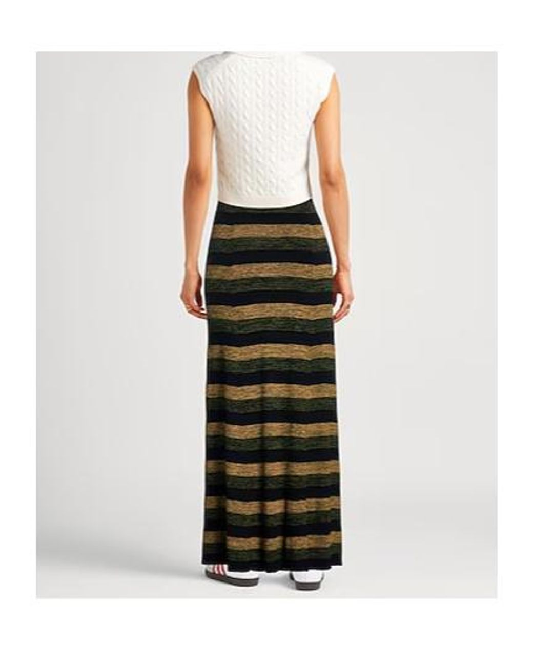 Ganni Black Striped Midi Skirt