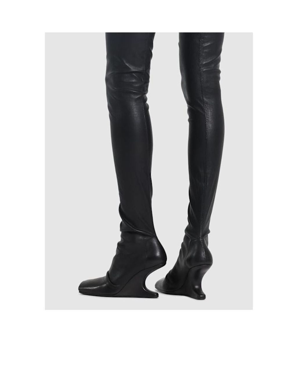 Rick Owens Black 80Mm Cantilever Leather Sock Boots