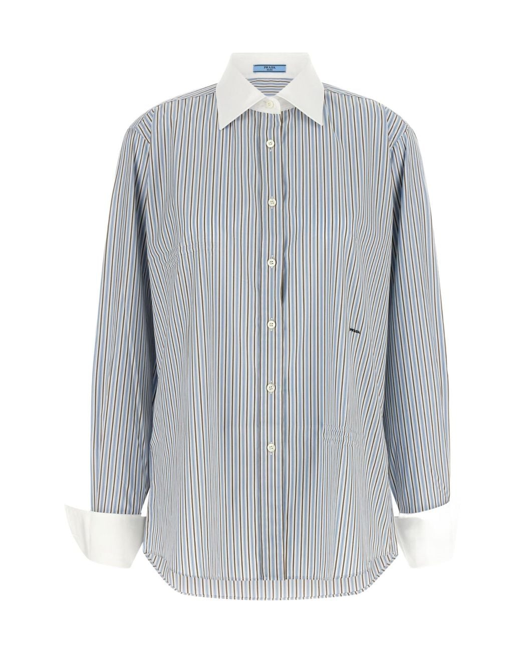 Prada Gray Striped Poplin Shirt