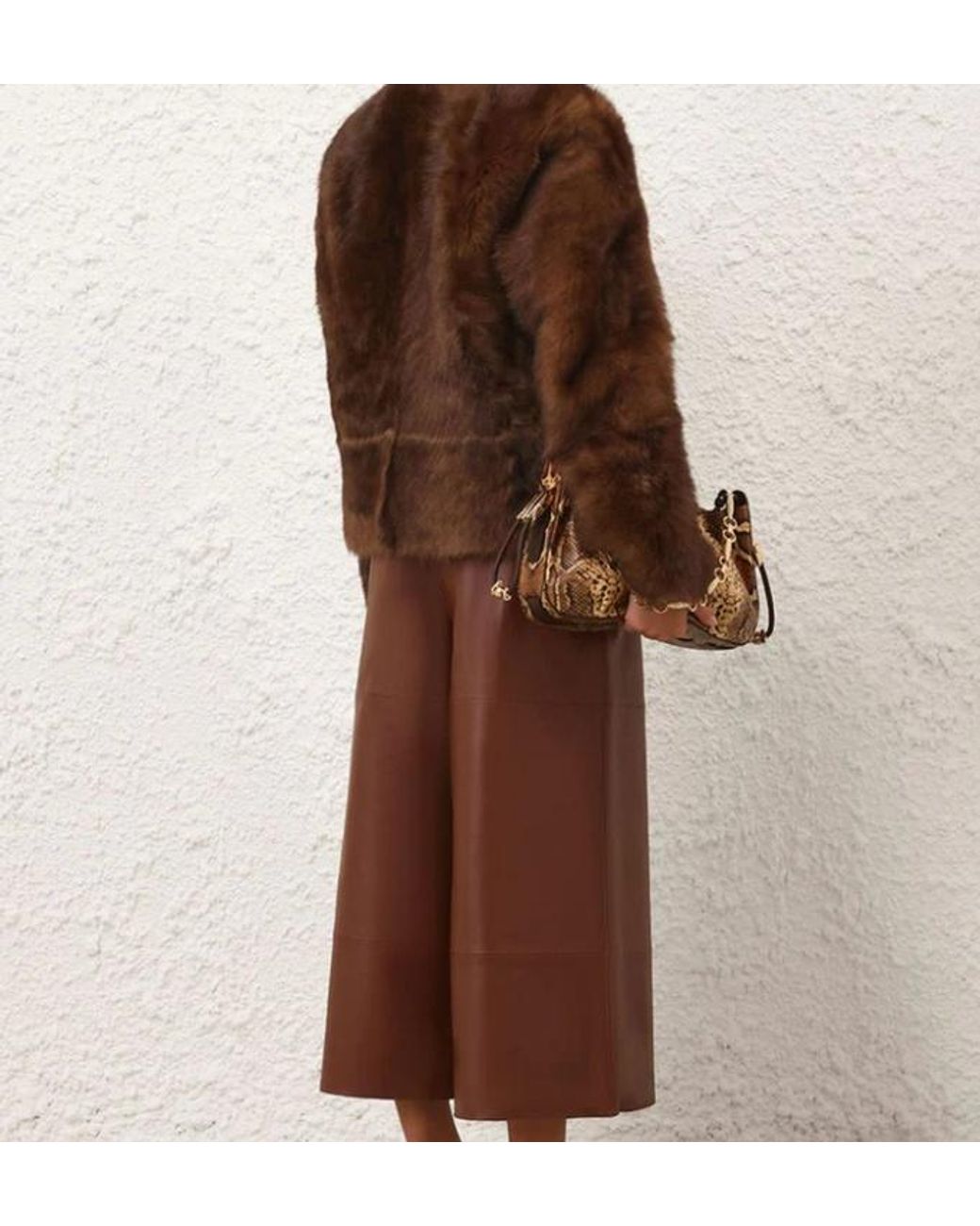 Zimmermann Brown Long Sleeved Shearling Leather Jacket