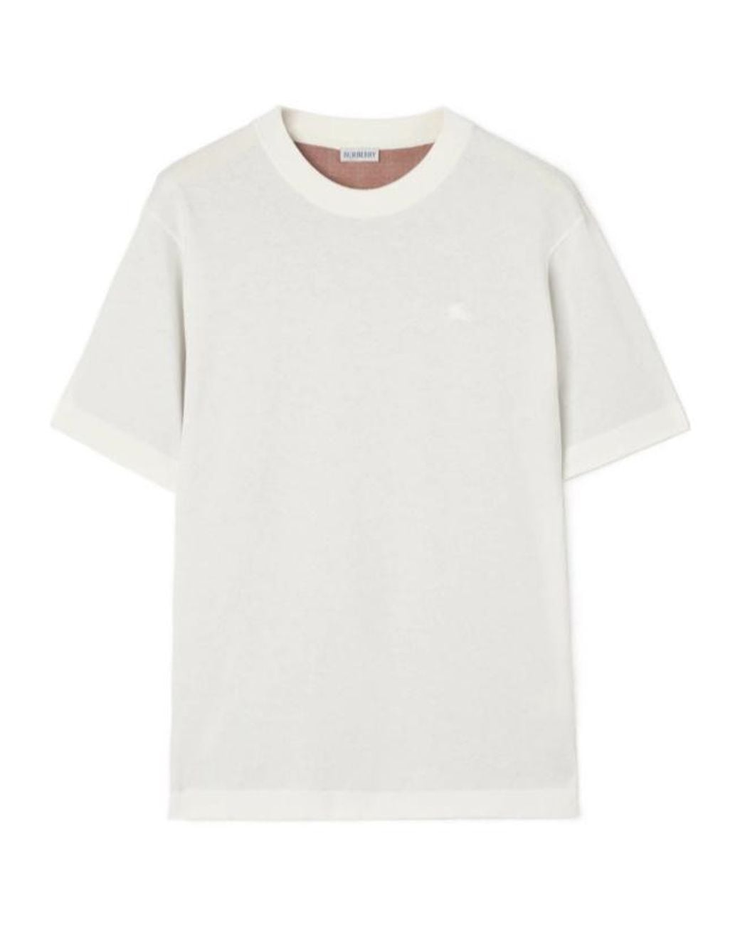 Burberry White Checked Panel T-Shirt for men