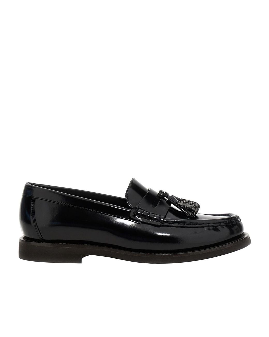 Brunello Cucinelli Black Monili Tassel-Detailed Loafers