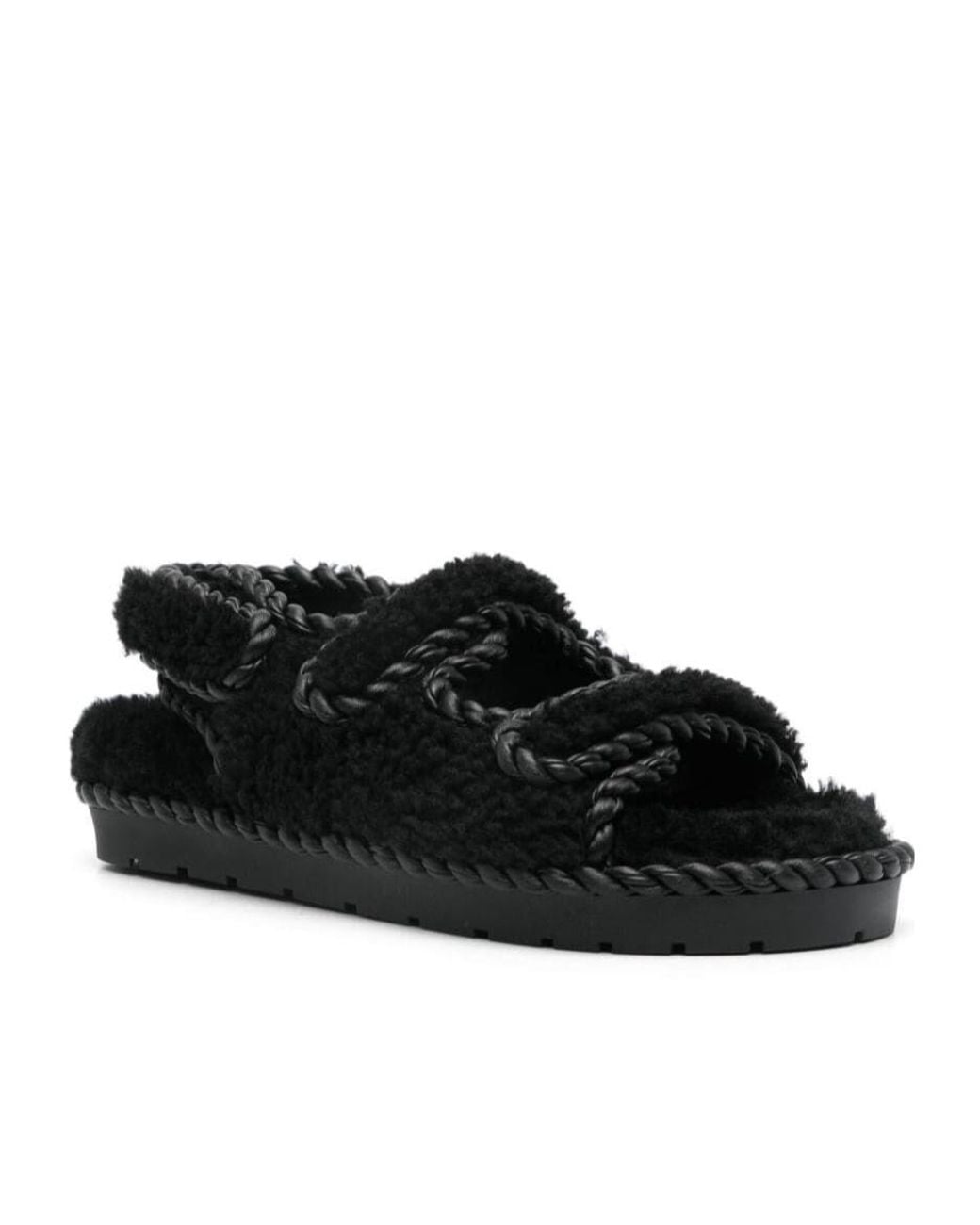 Bottega Veneta Black Round-Headed Flat Sandals