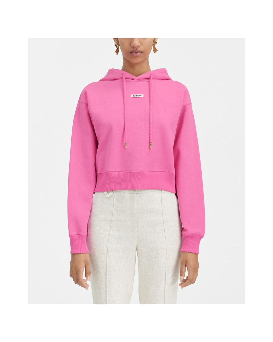 Jacquemus Pink Logo Patch Drawstring Hoodie