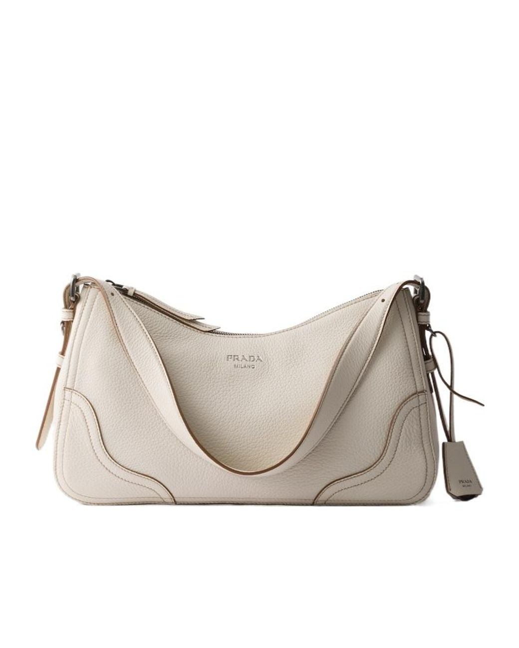 Prada Gray Aimèe Large Leather Shoulder Bag