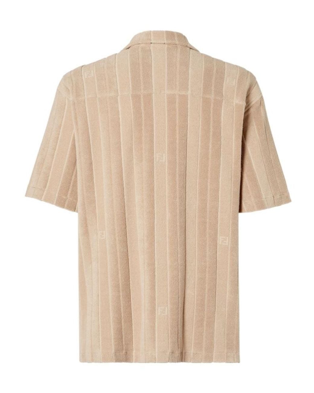 Fendi Natural Terry Jacquard Bowling Shirt for men