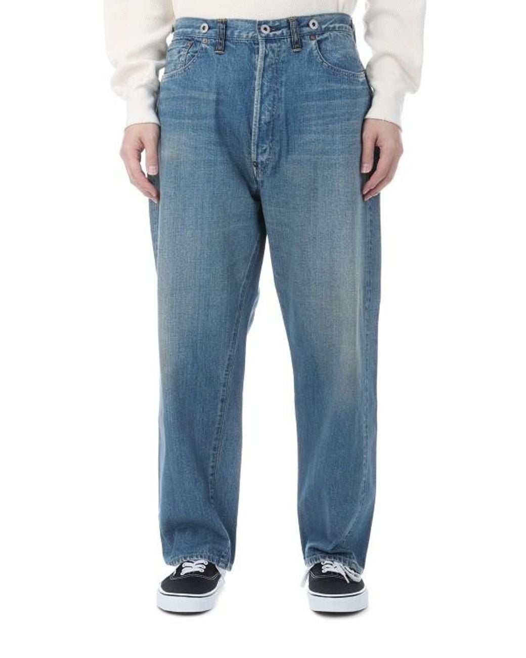A.PRESSE Blue No.22 Washed Wide Denim Pants for men