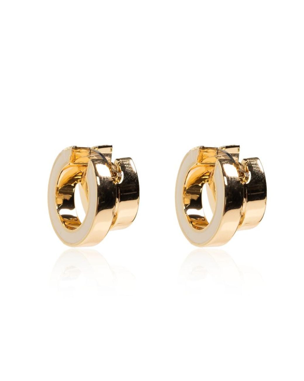 Tory Burch Metallic Icon Enamel Double Hoop Earrings