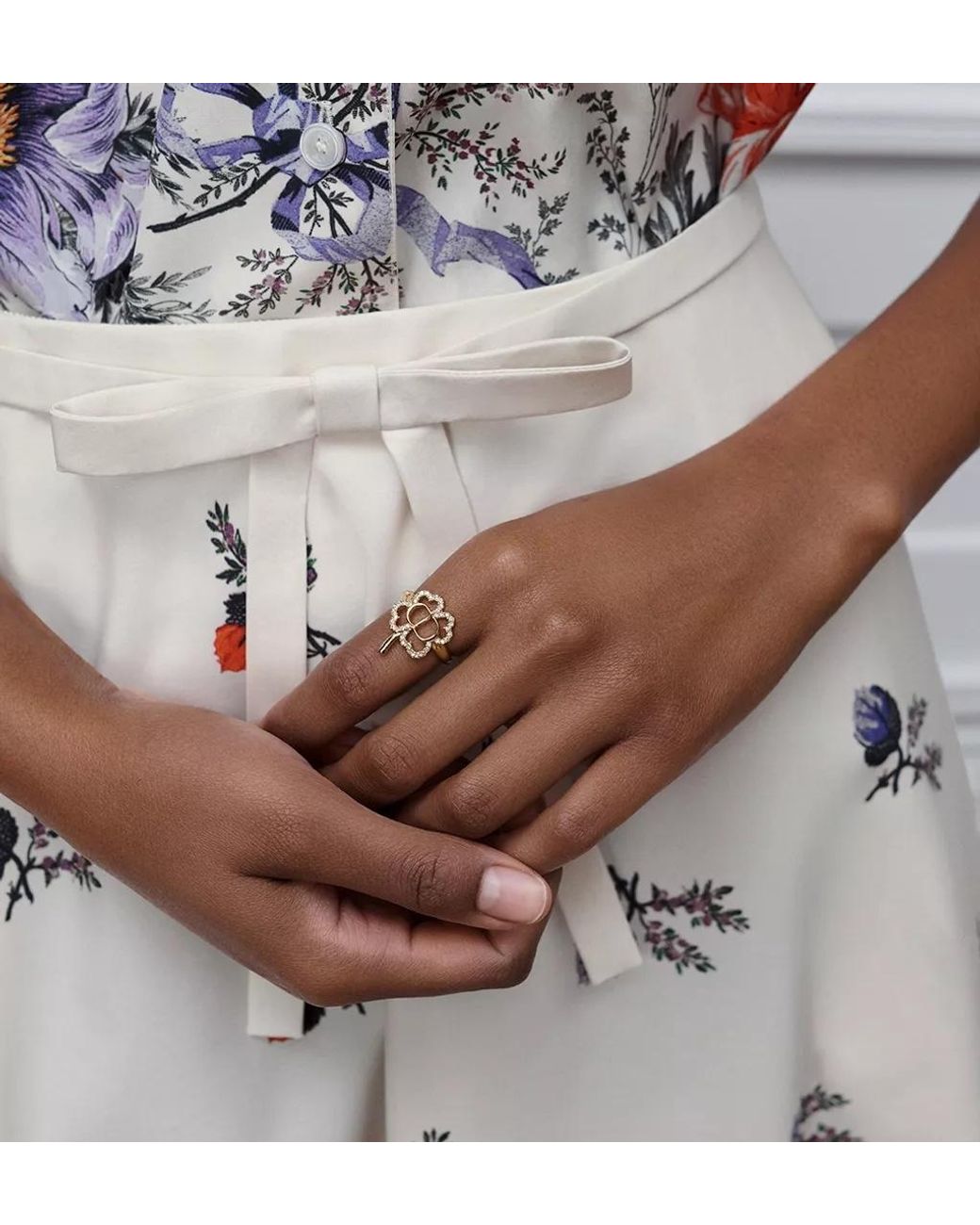 Dior Metallic Four-Leaf Clover Ring