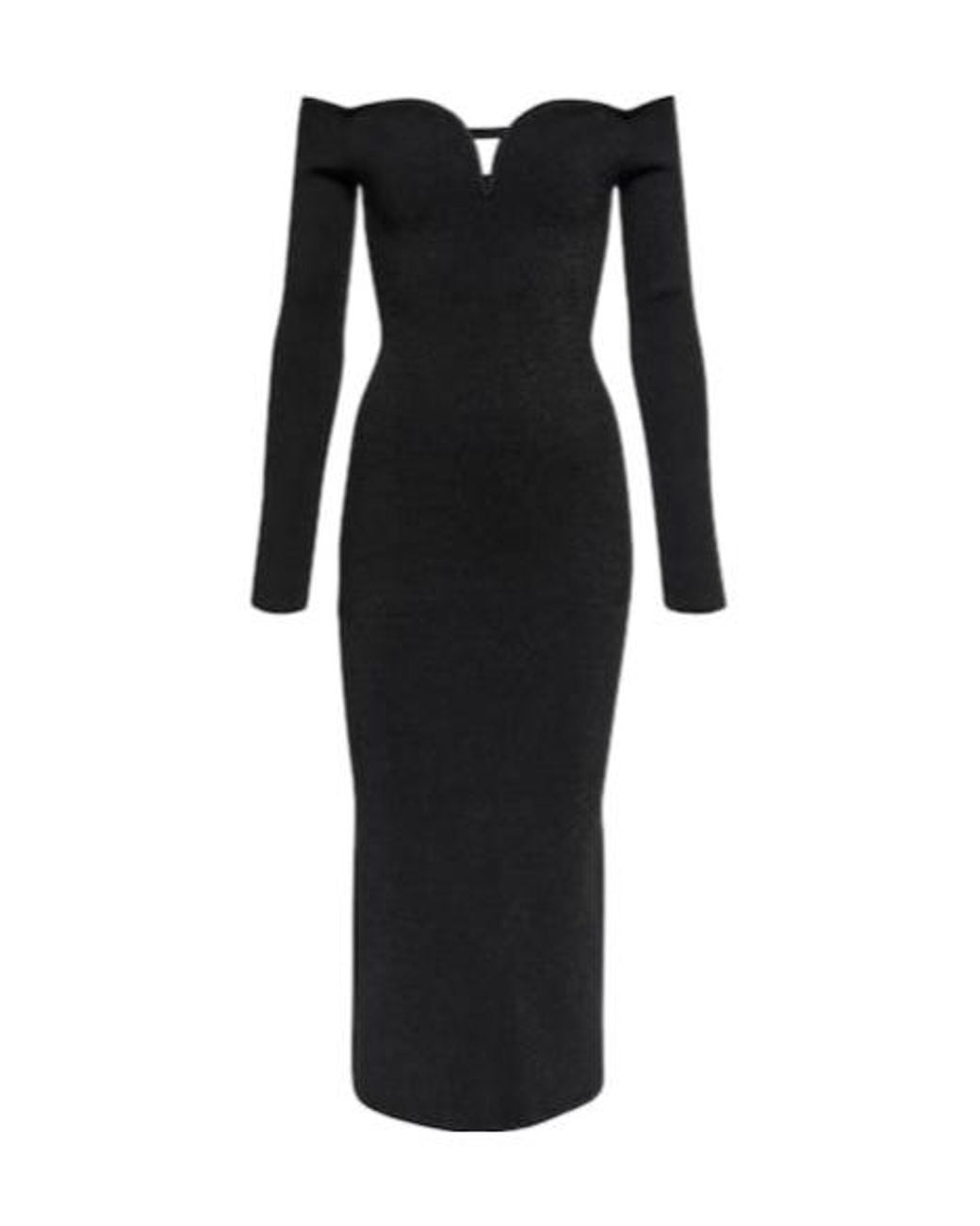 Galvan Black Grace Off-Shoulder Midi Dress
