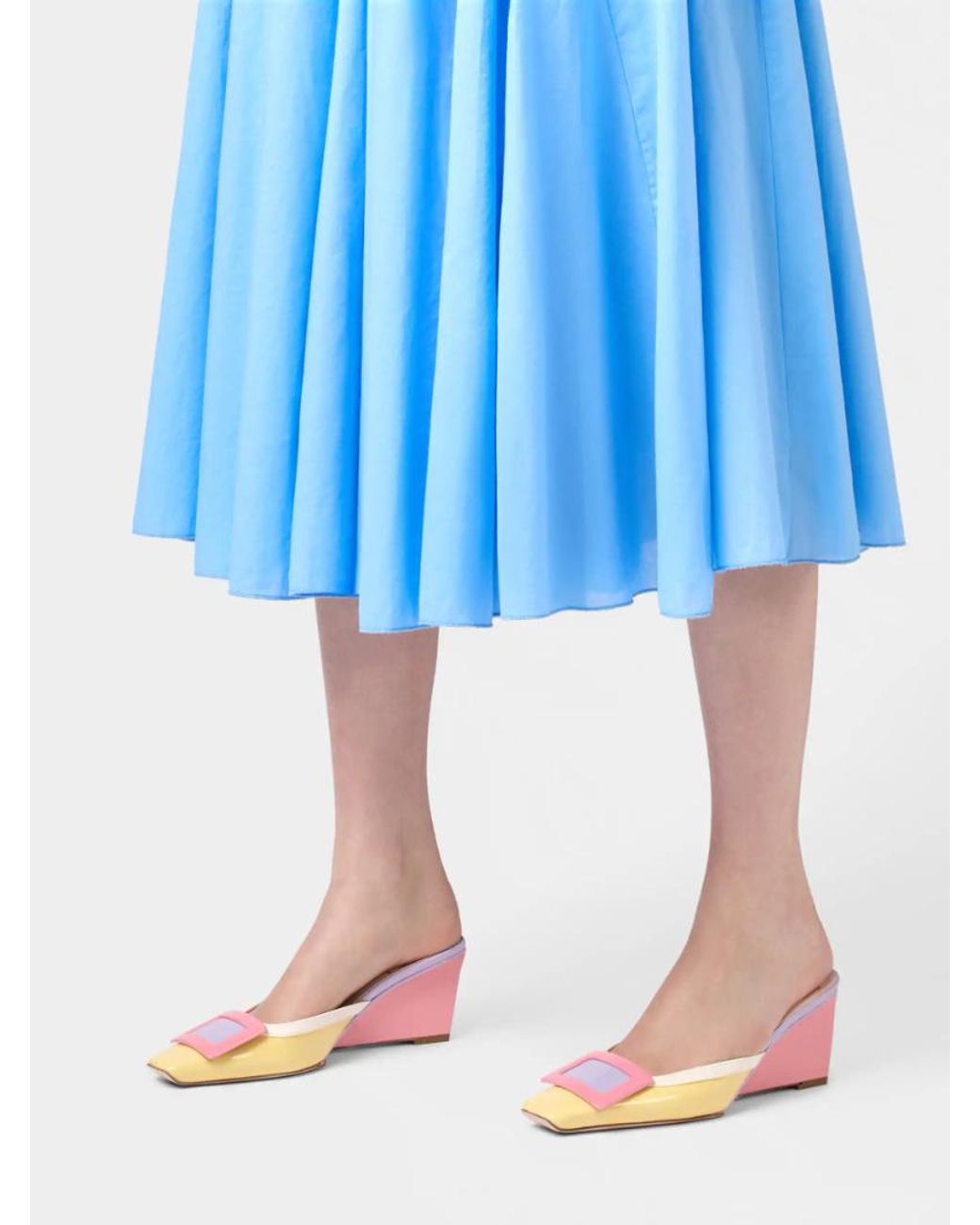 Roger Vivier Pink Belle Vivier Wedge Mules