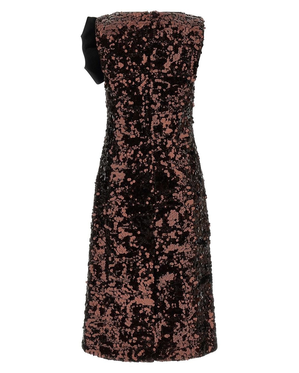 Ganni Brown Velvet Sequins Straight Midi Dress