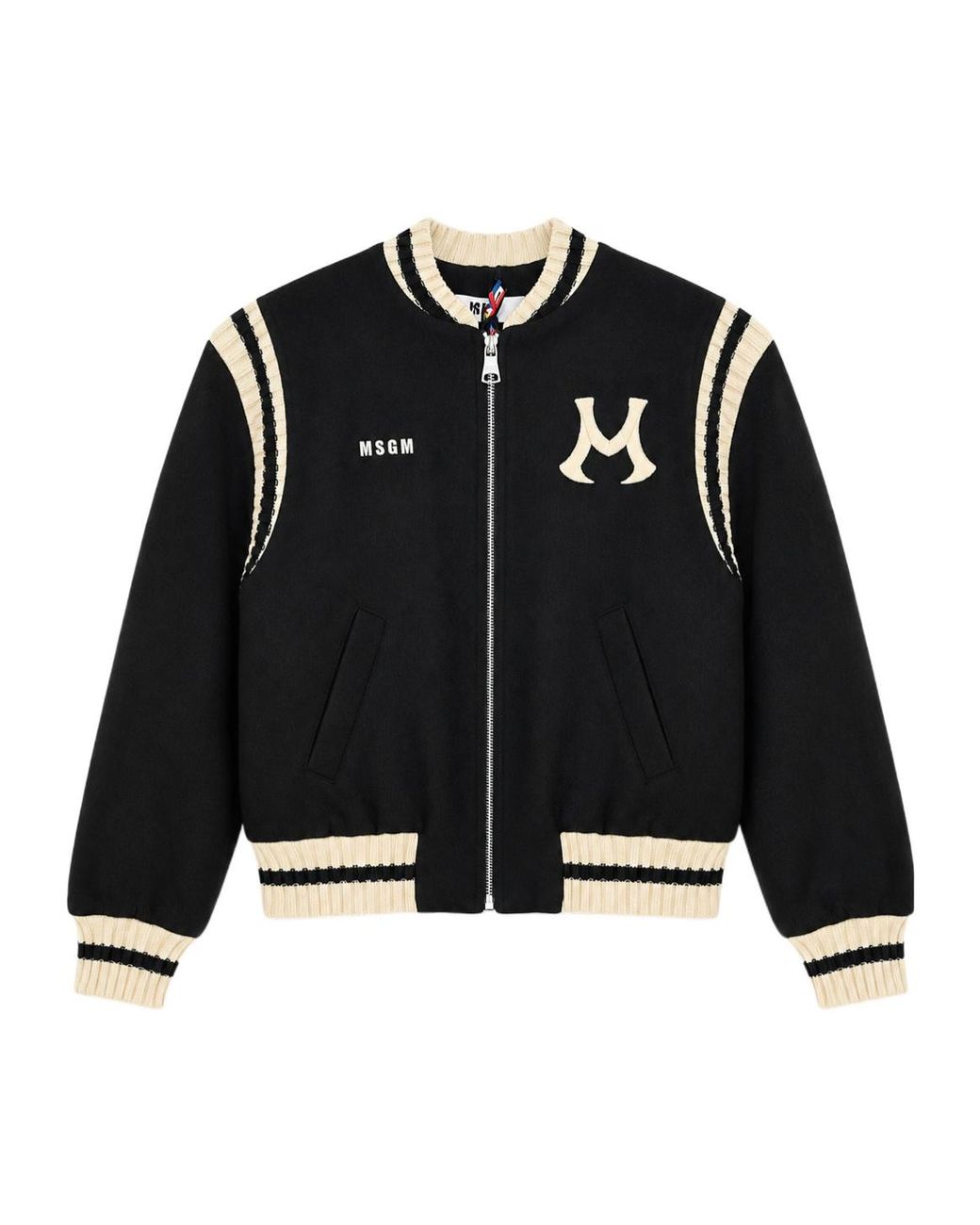 MSGM Black Logo-Detailed Bomber Jacket