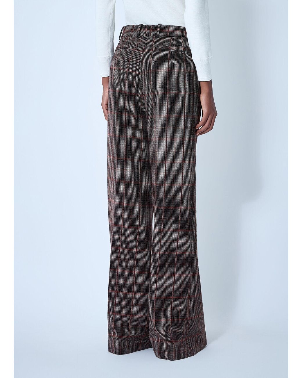 Chloé Brown Chloé Checked High-Waisted Flared Pants