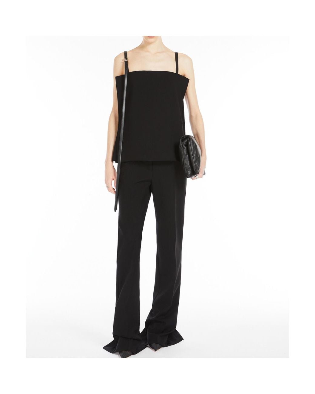 Sportmax Black Logo Patch Zip Detailed Trousers