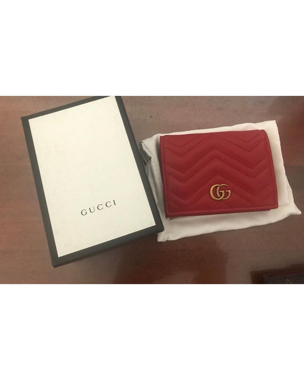 Gucci Red Gg Marmont Card Case