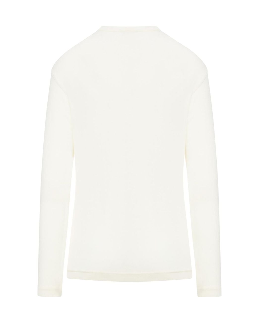 Lemaire White Long-Sleeved Ribbed Crewneck T-Shirt