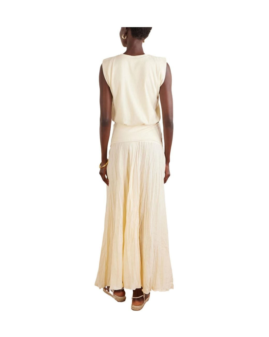 Johanna Ortiz White Light And Sound Linen-Blend Jersey Maxi Skirt