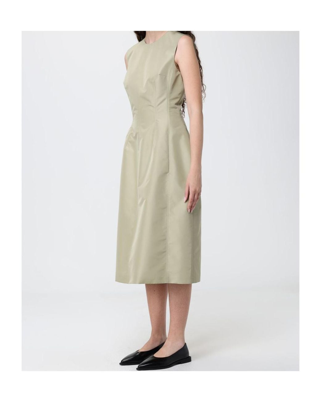 Jil Sander Green Sleeveless Panelled Midi Dress