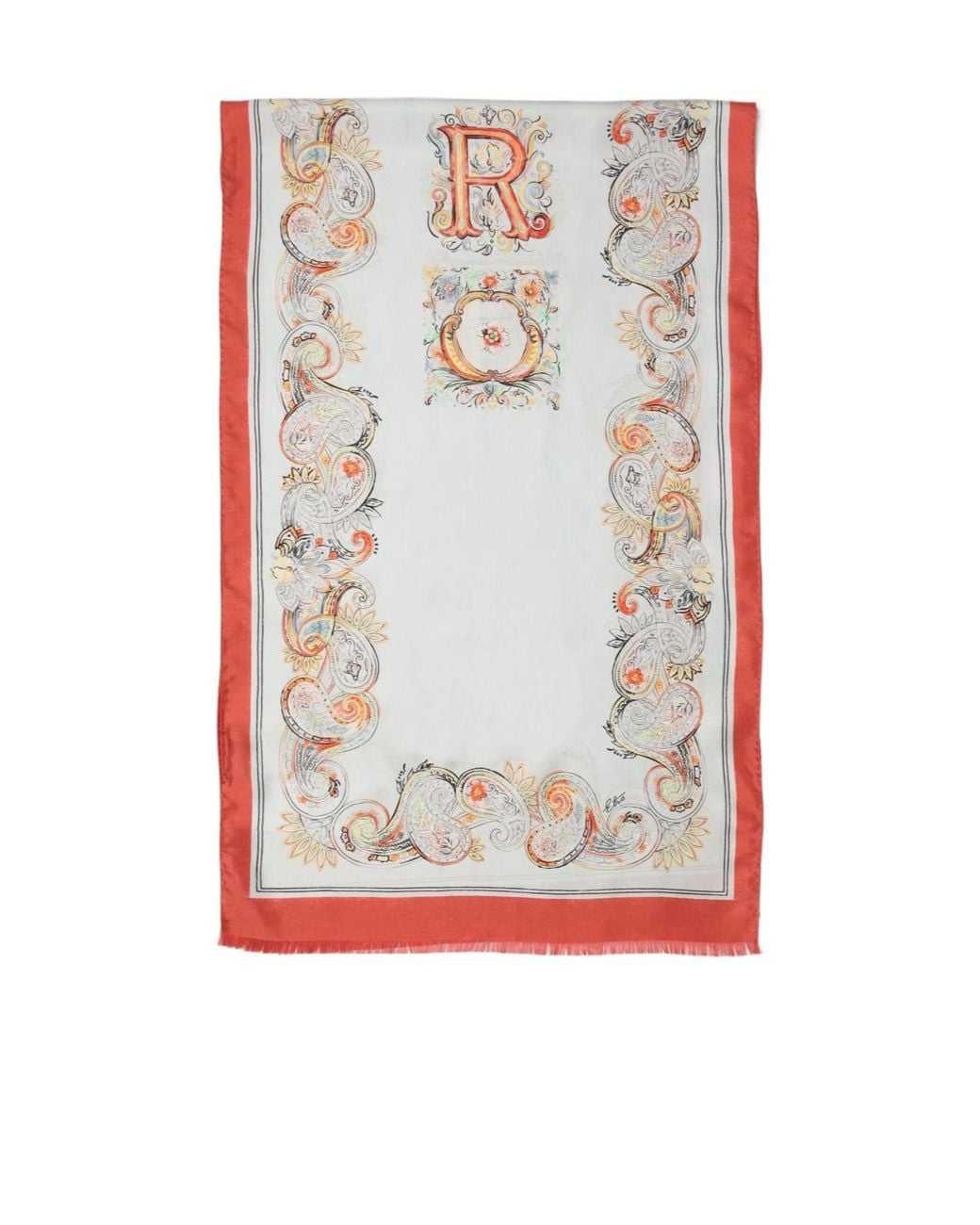 Etro White Floral Paisley Motif Scarf
