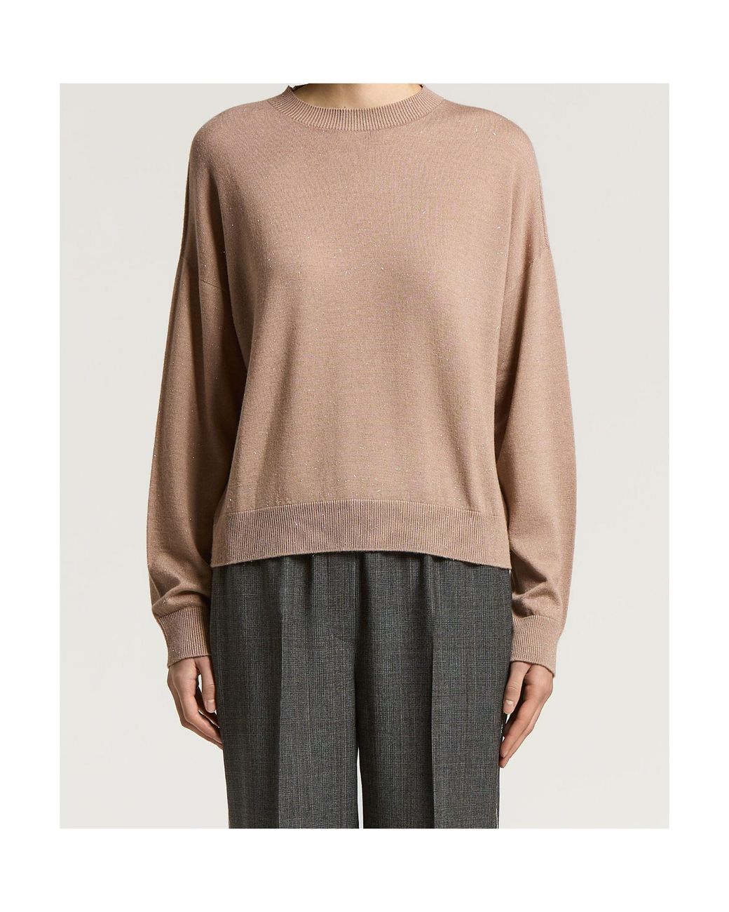 Peserico Brown Sequined Knit Sweater