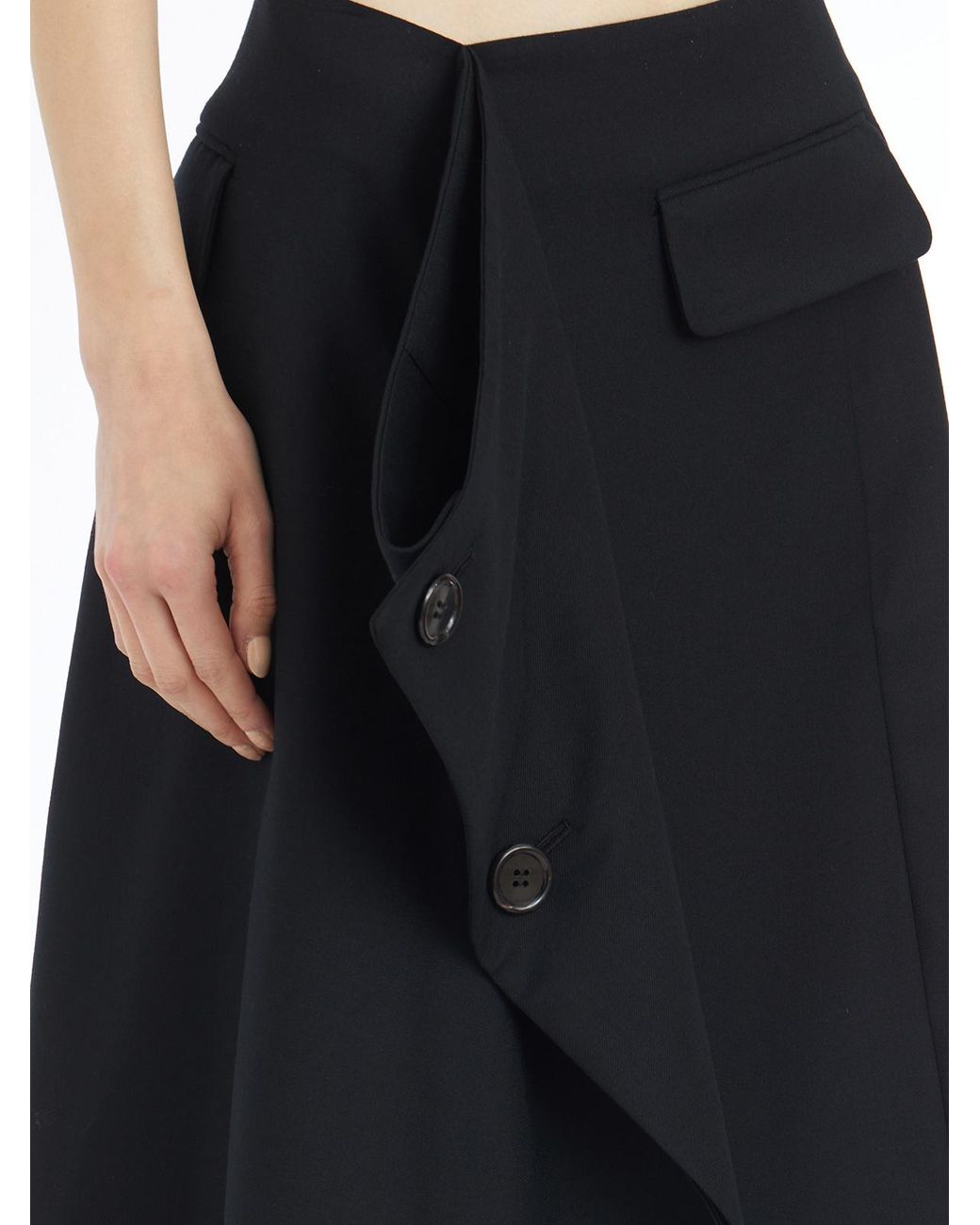 Comme des Garçons Black Button Midi Skirt