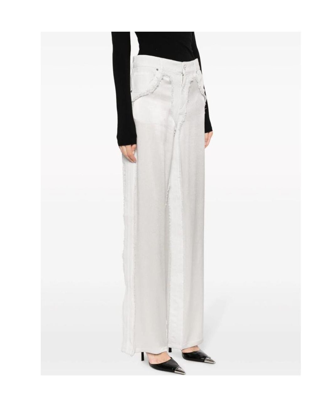 Blumarine White Frayed-Edge Jeans