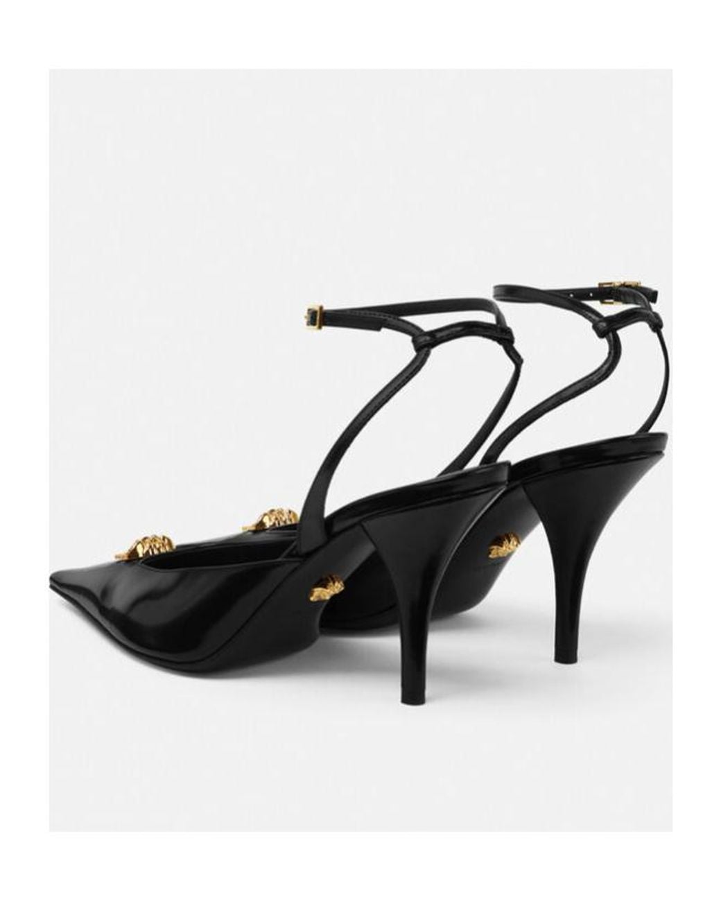 Versace Black 'S Medusa Décolleté Slingback Pumps