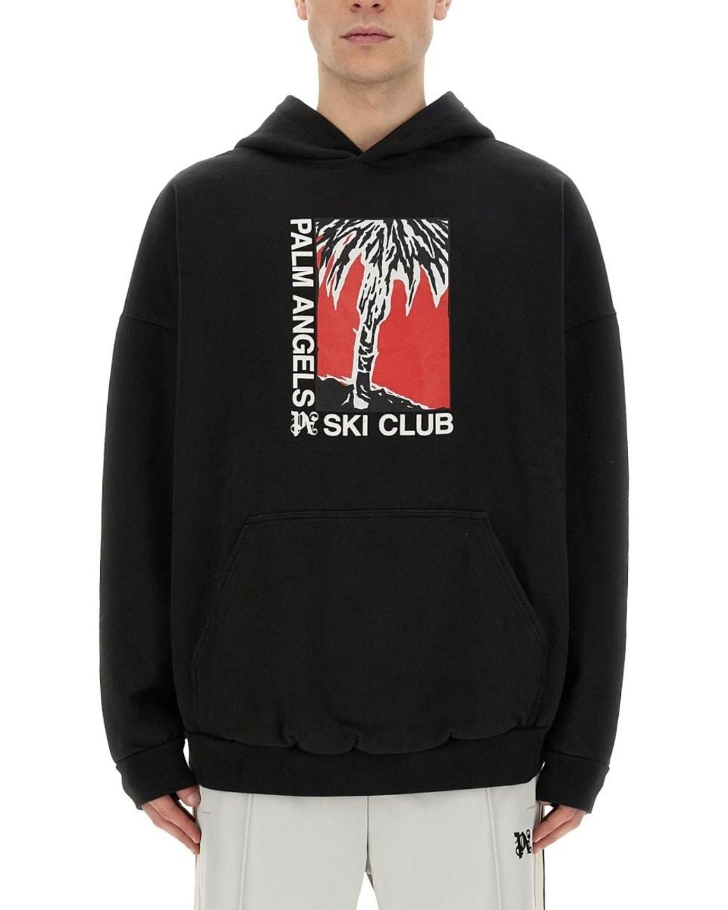 Palm Angels Black Palm Ski Club Printed Hoodie for men