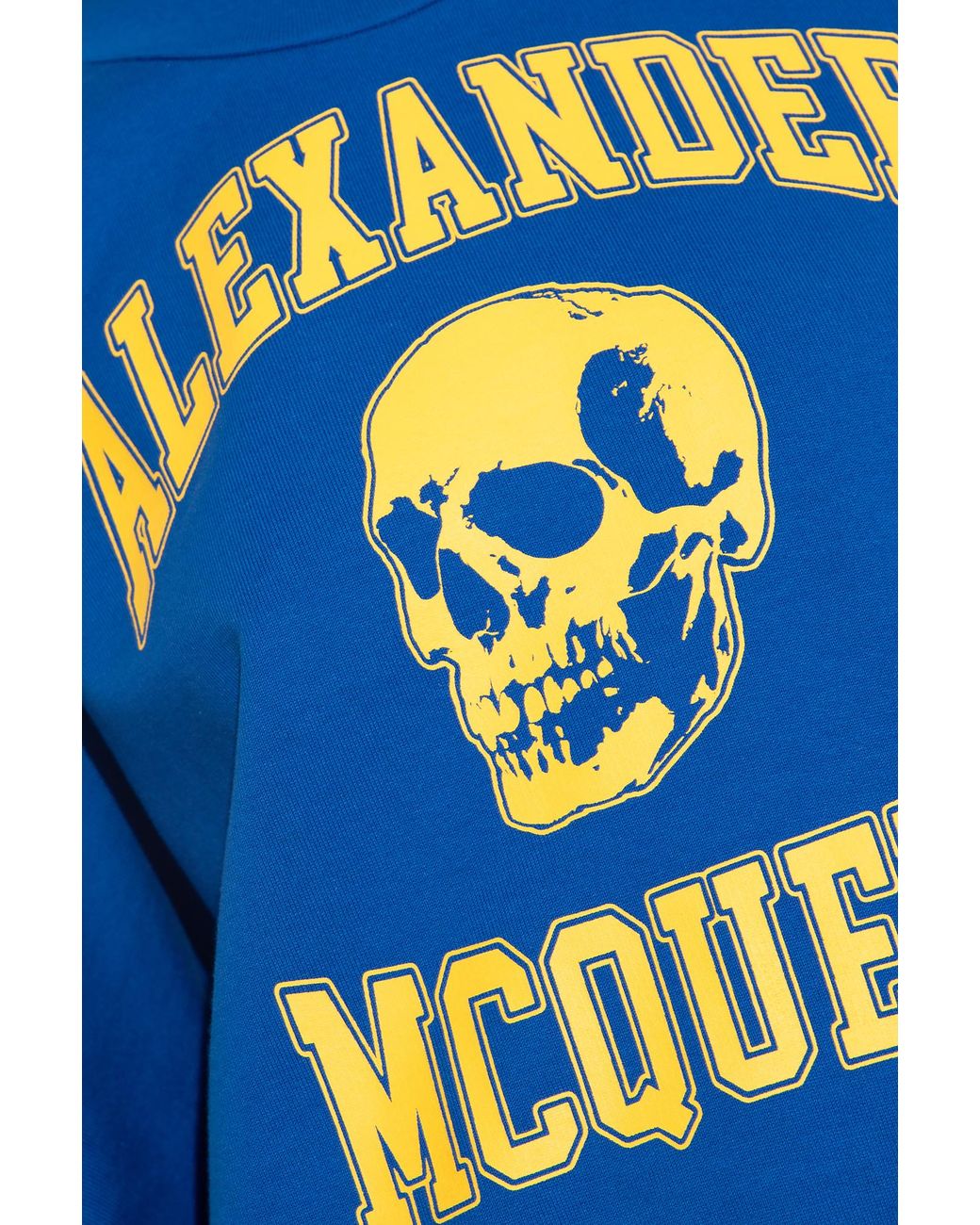 McQueen Blue Skull Printed Crewneck Sweatshirt