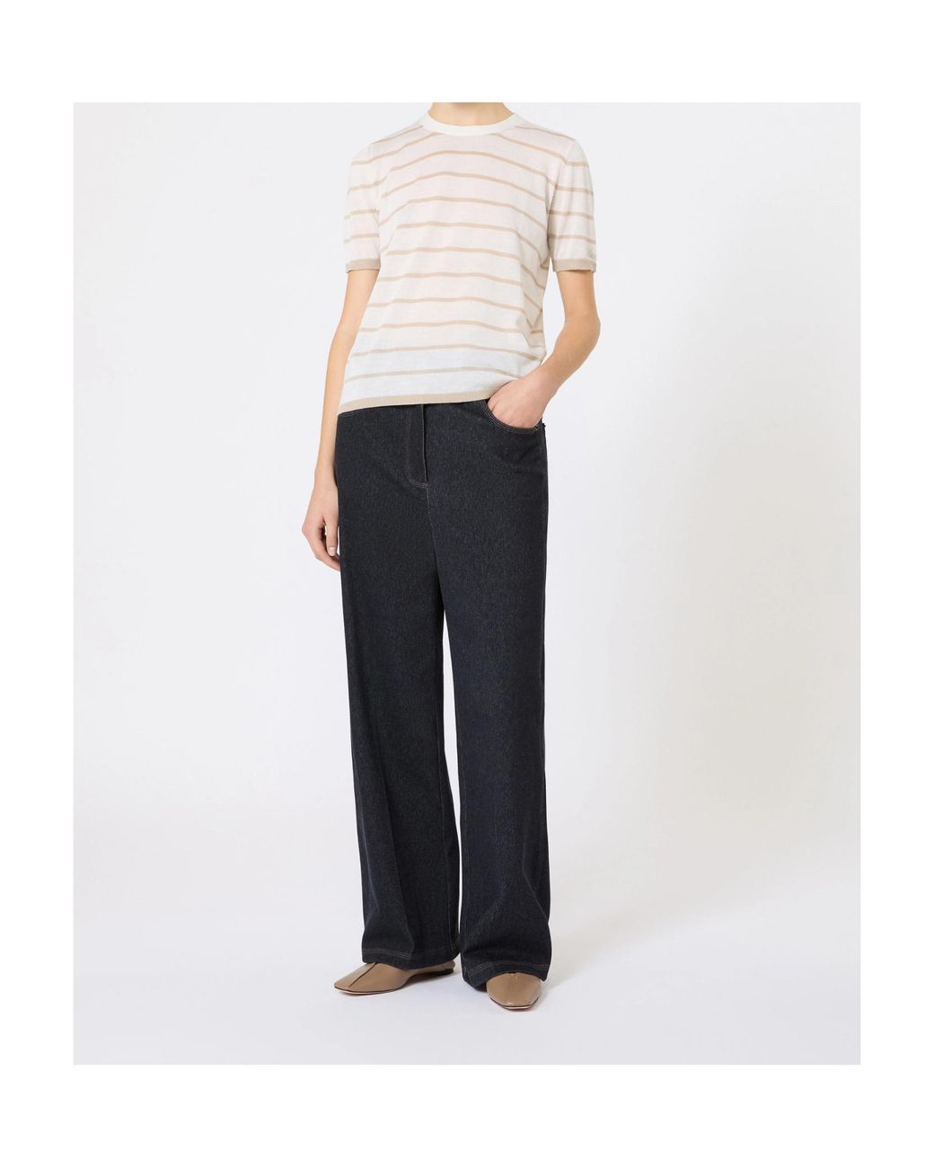 Max Mara Black Ribes Straight-Leg Jeans