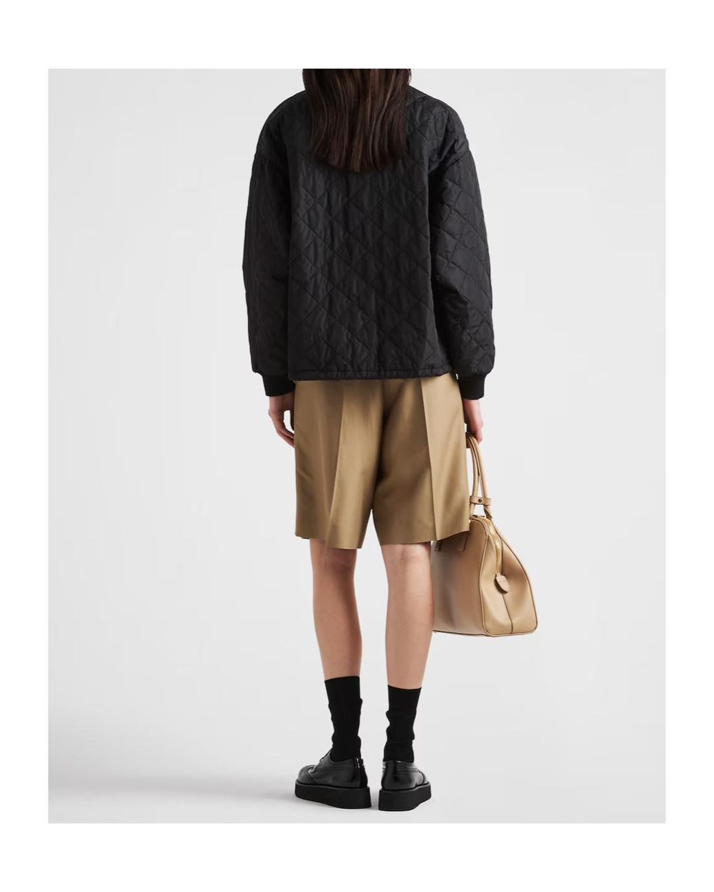 Prada Black Quilted Corduroy-Trim Jacket
