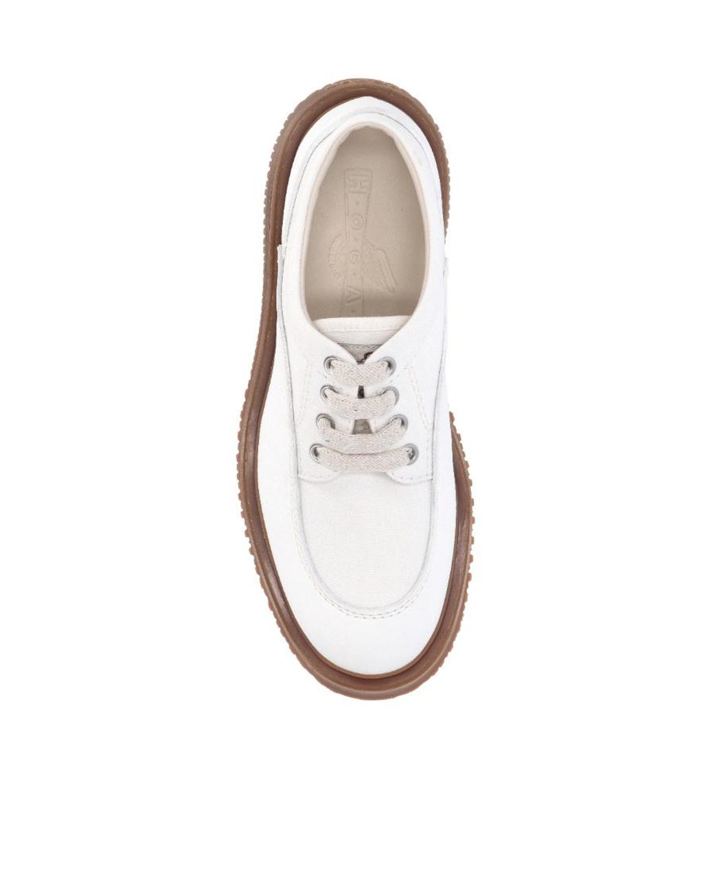 Hogan White Untraditional Round Toe Lace-Up Sneakers