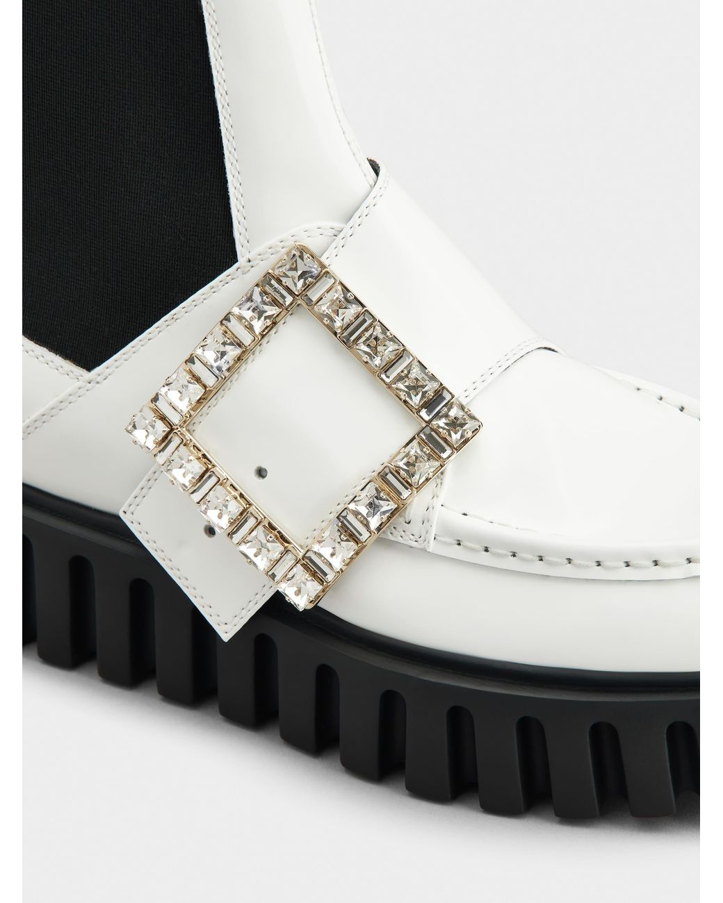 Roger Vivier Black Viv' Go-Thick Strass Buckle Chealsea Ankle Boots