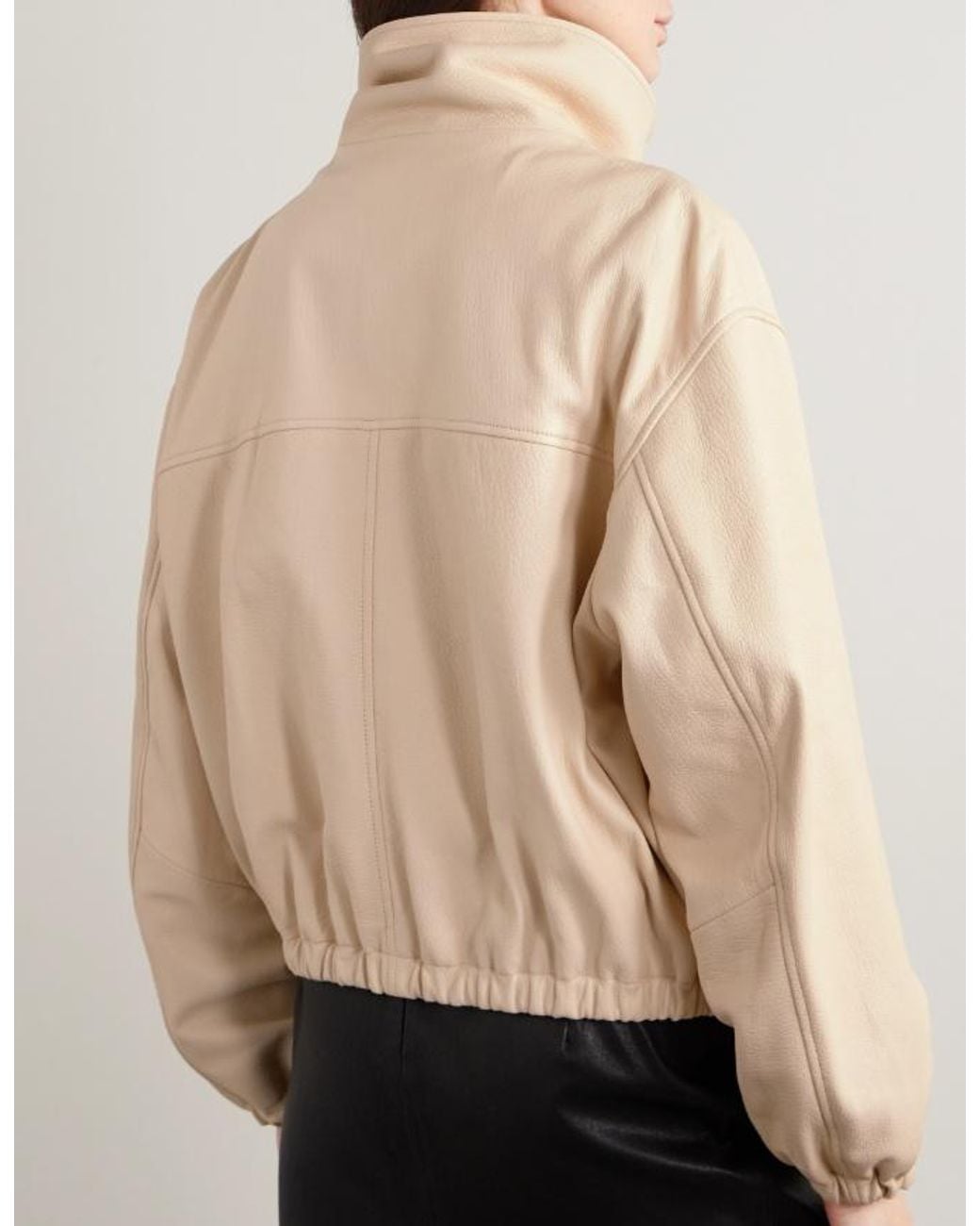 Nour Hammour Natural Pia Leather Bomber Jacket