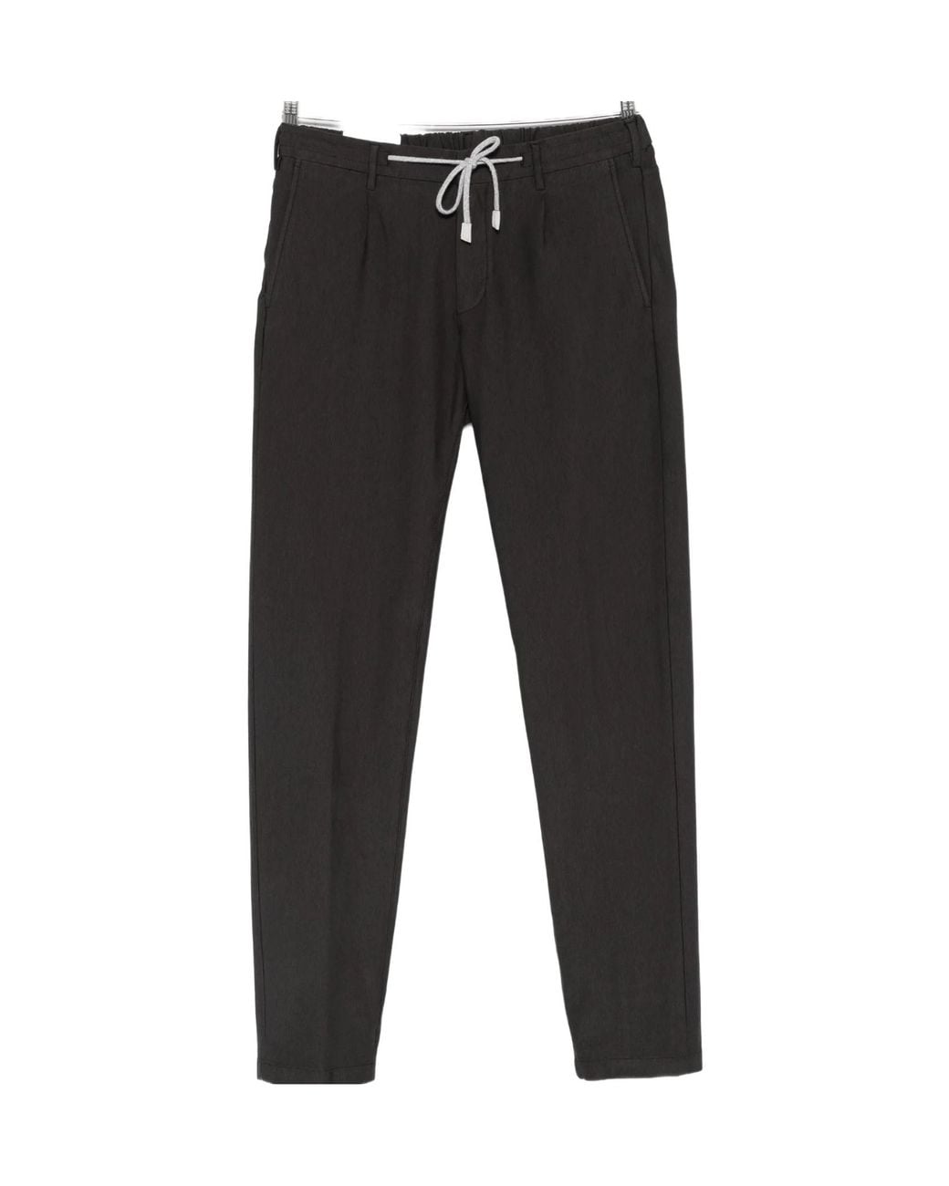 Eleventy Black Drawstring-Waist Straight-Leg Trousers for men