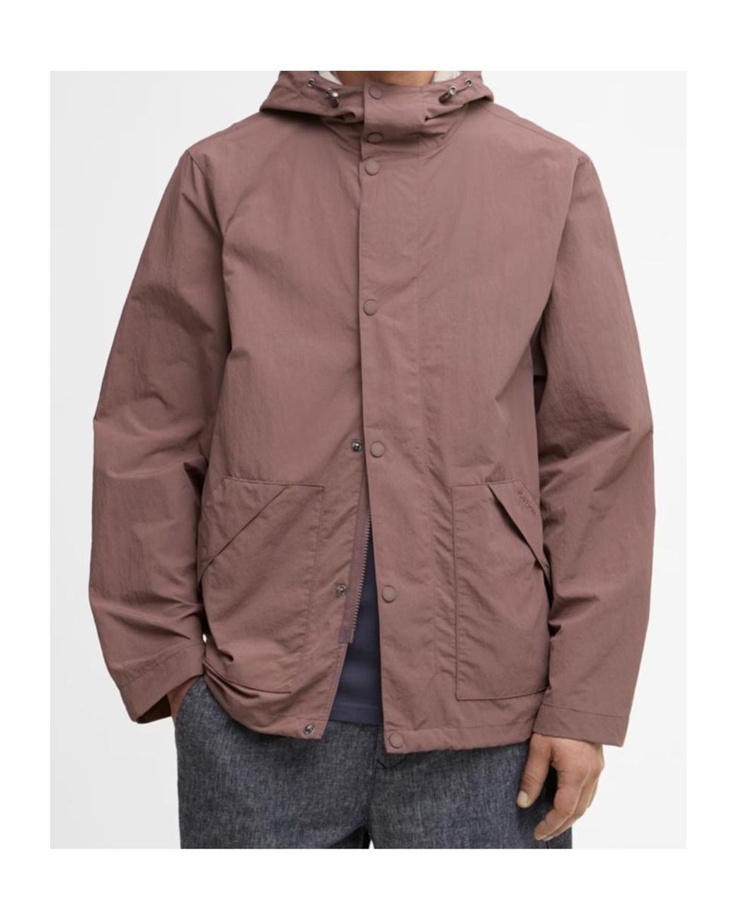 Barbour Brown Zippered Hooded Raincoat for men