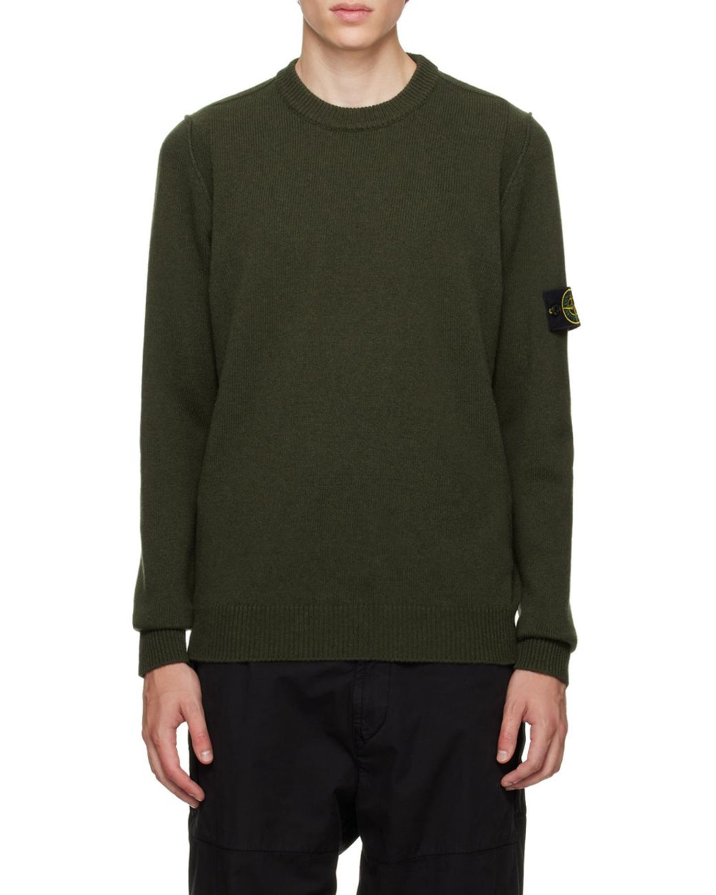 Stone Island Gray Logo Patch Crewneck Jumper for men