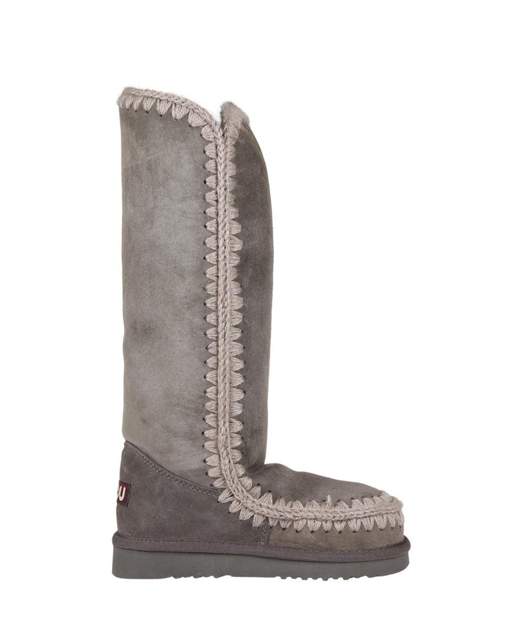Mou White Splicing Design Knee-Length Boots