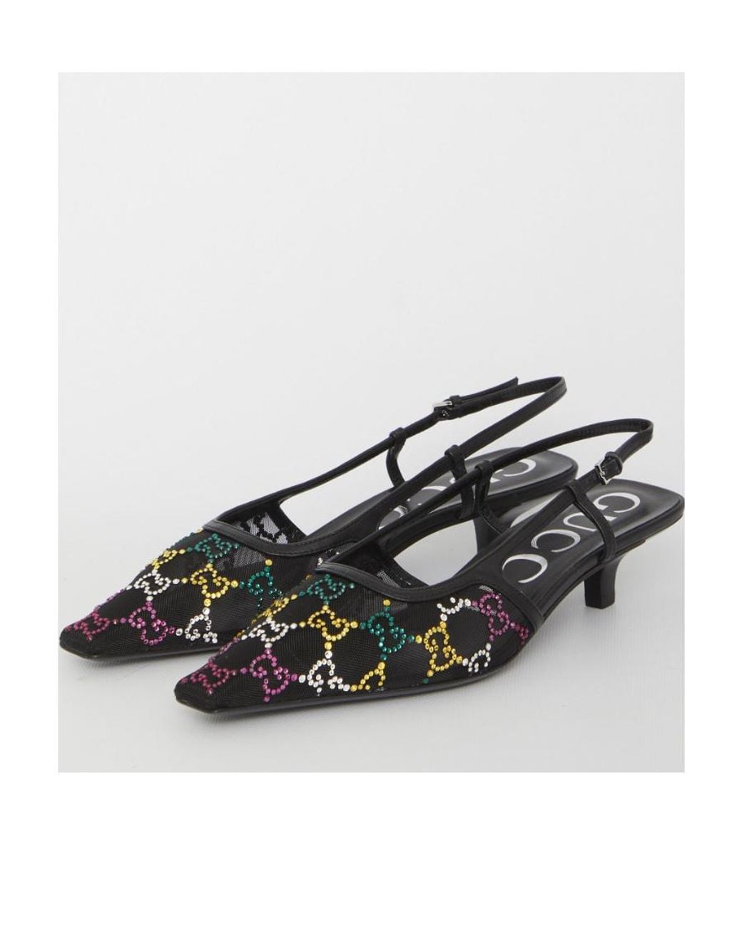 Gucci Multicolor Embellished Slingback Pumps