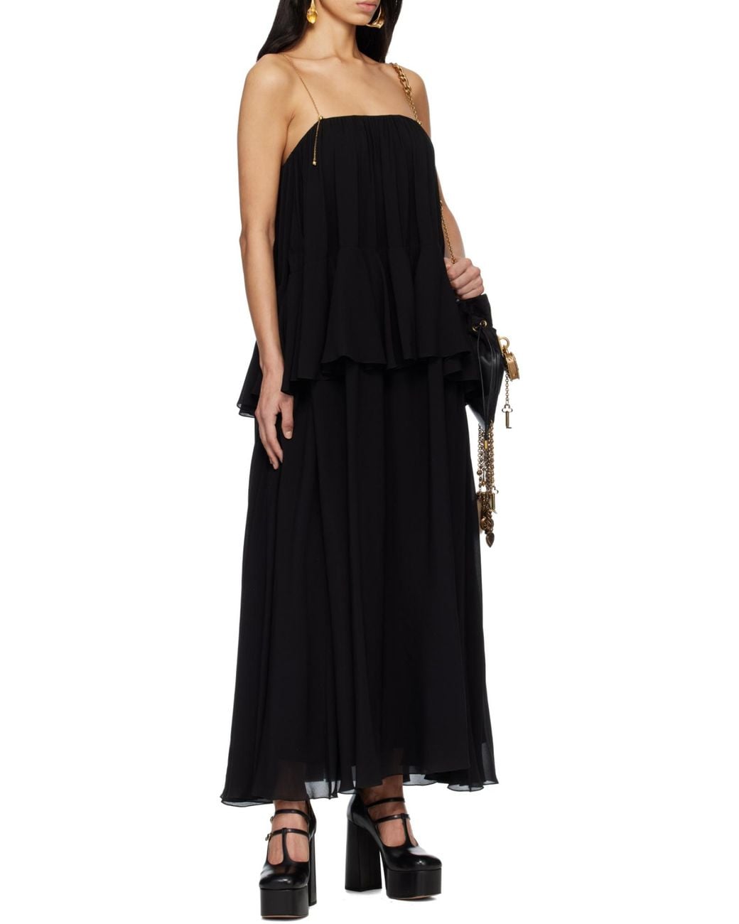 Chloé Black Chloé Sleeveless Layered Long Dress