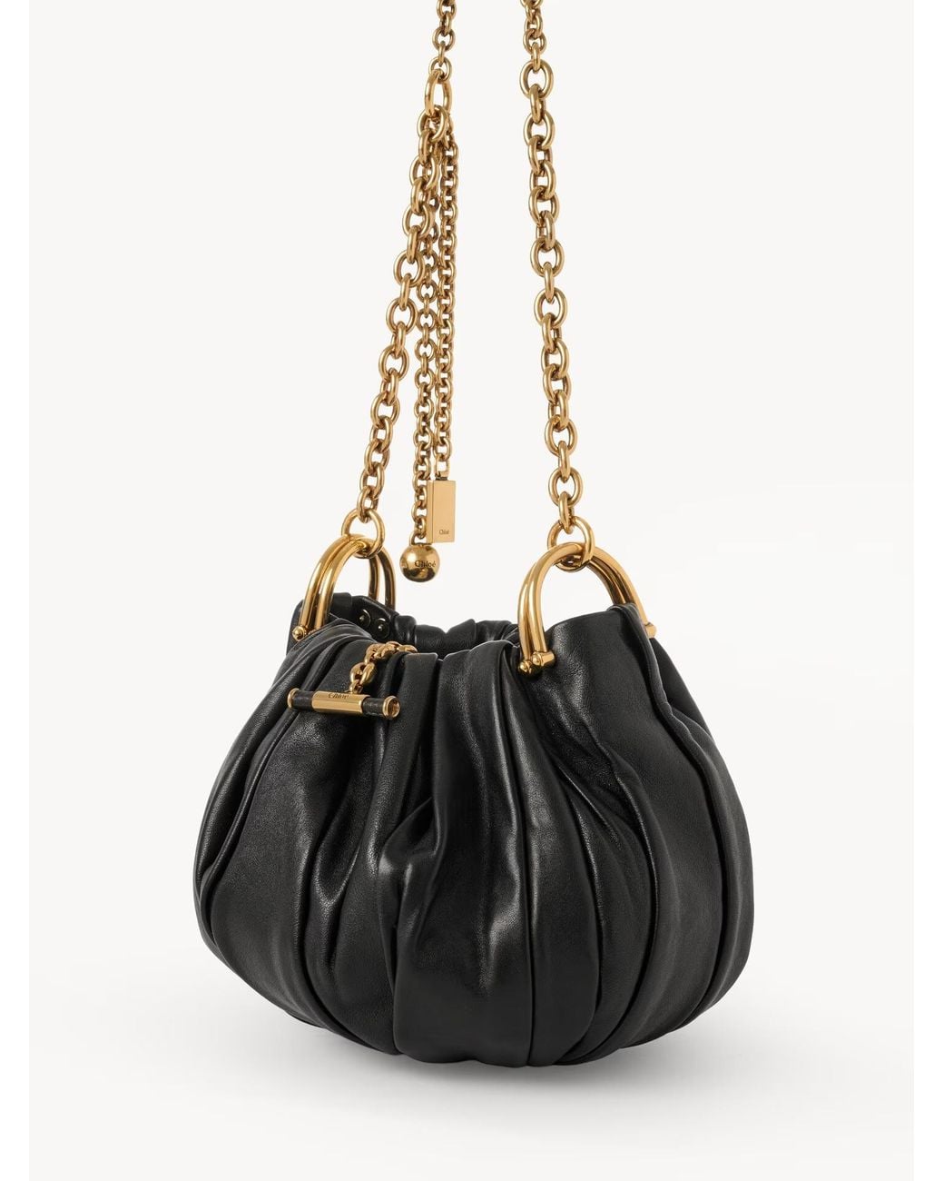 Chloé White Chloé Plissé Chain Pleated Shoulder Bag