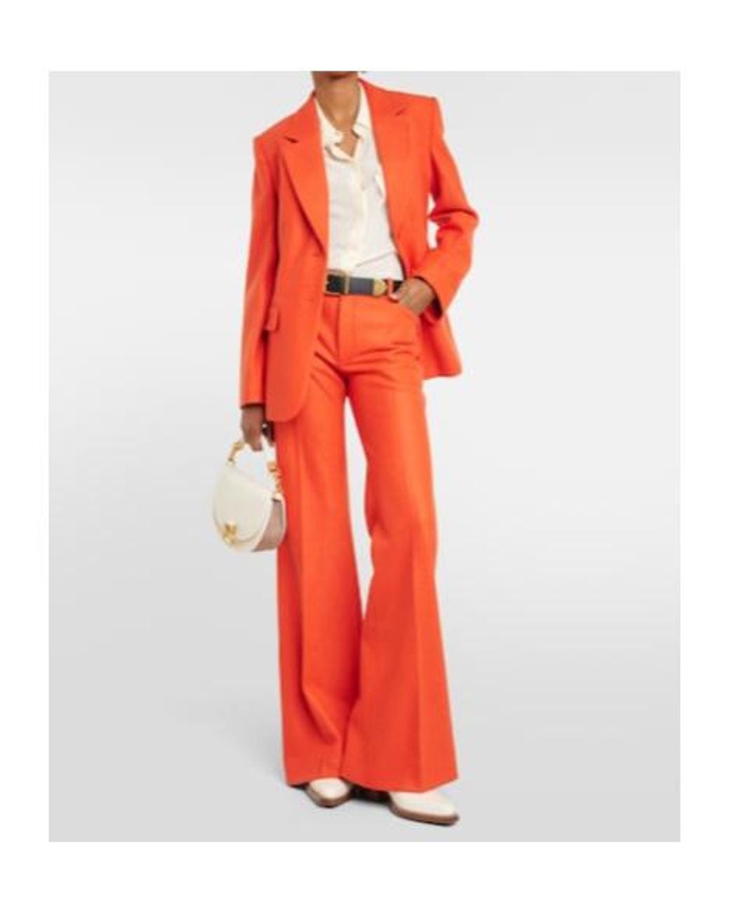 Chloé Orange Felted Wool And Cashmere Jersey Flared Pants