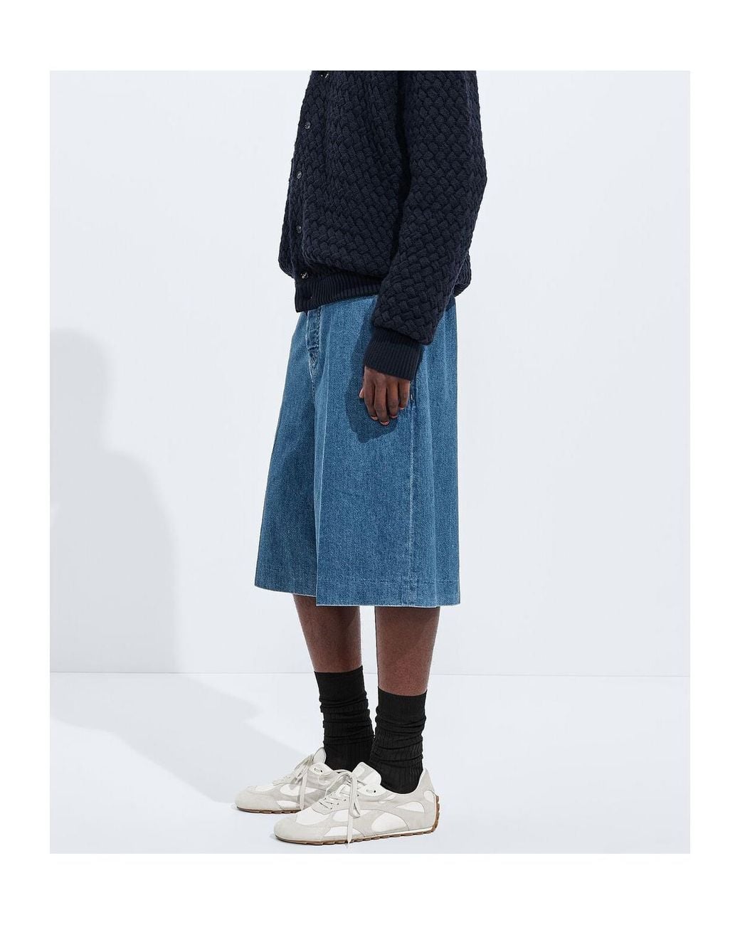 Bottega Veneta Blue Lightweight Washed Denim Shorts for men