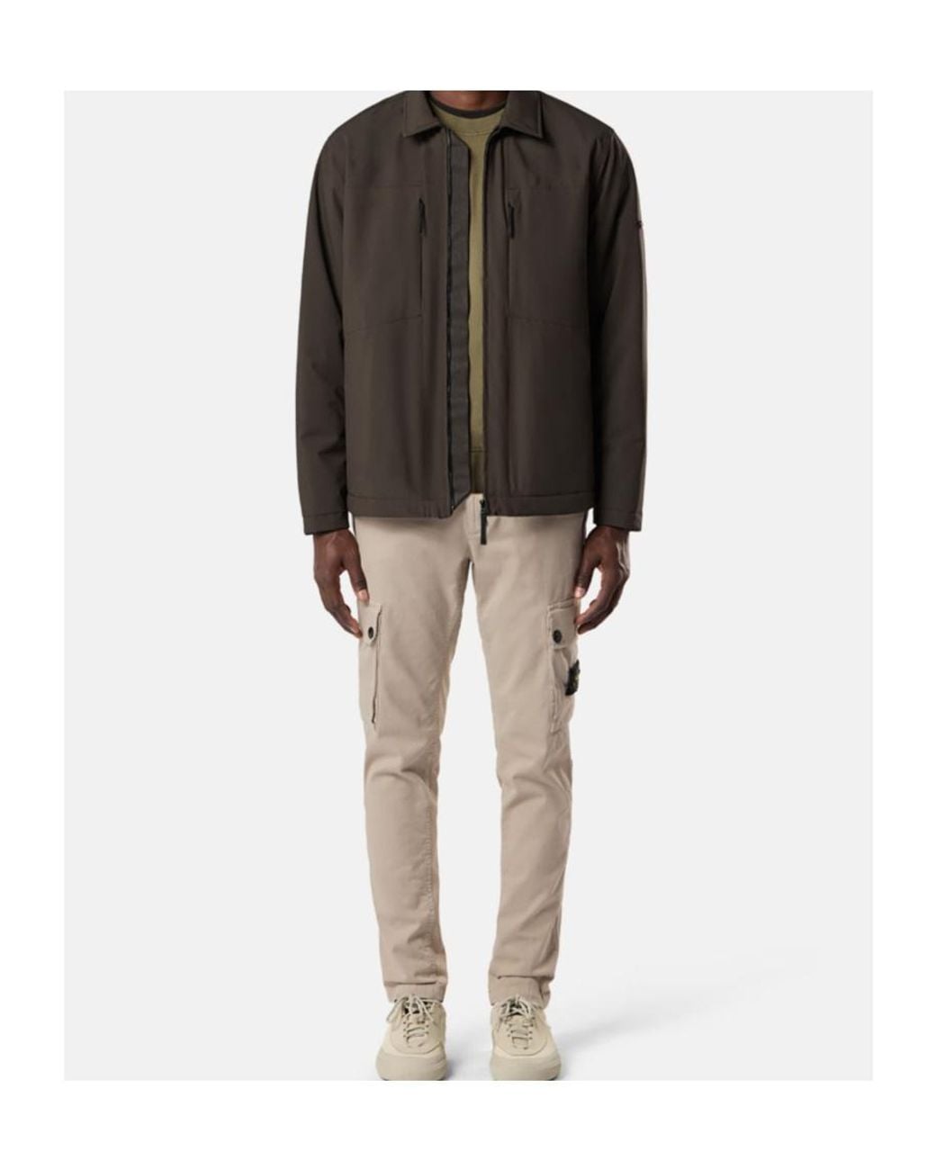 Stone Island Natural Logo Patch Cargo Trousers for men