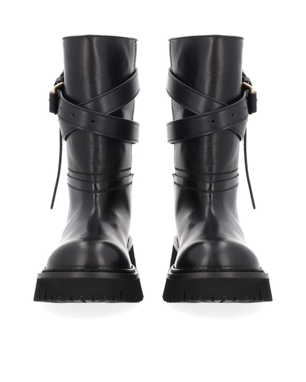 Moschino Black Buckle Ankle Boots