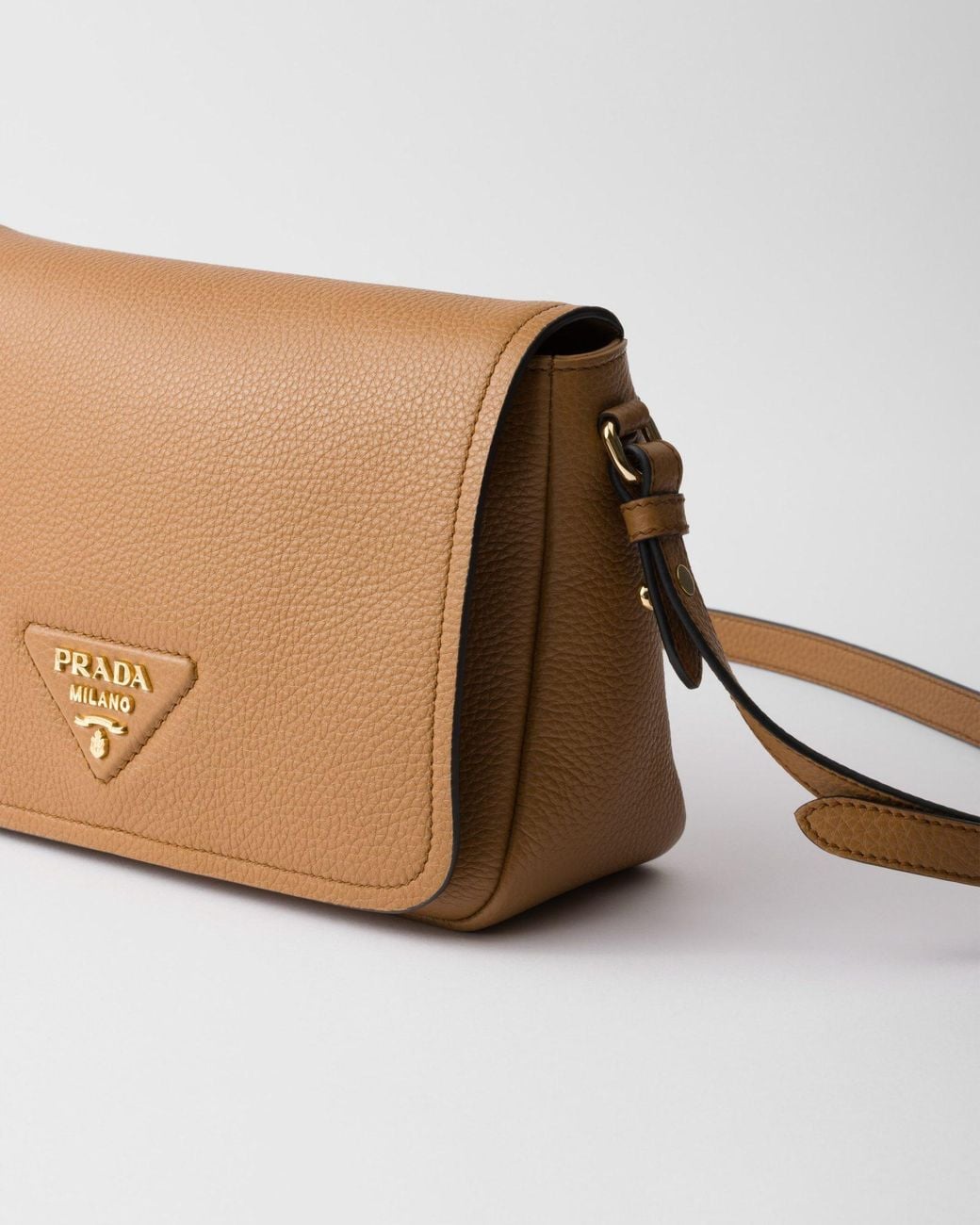 Prada Brown Pattina Flap Shoulder Bag