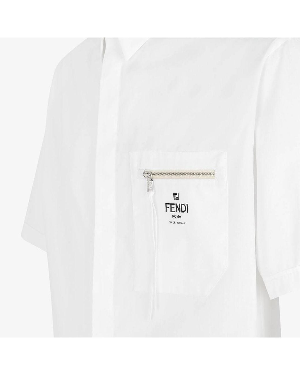 Fendi White Logo Printed Short-Sleeved Shirt for men