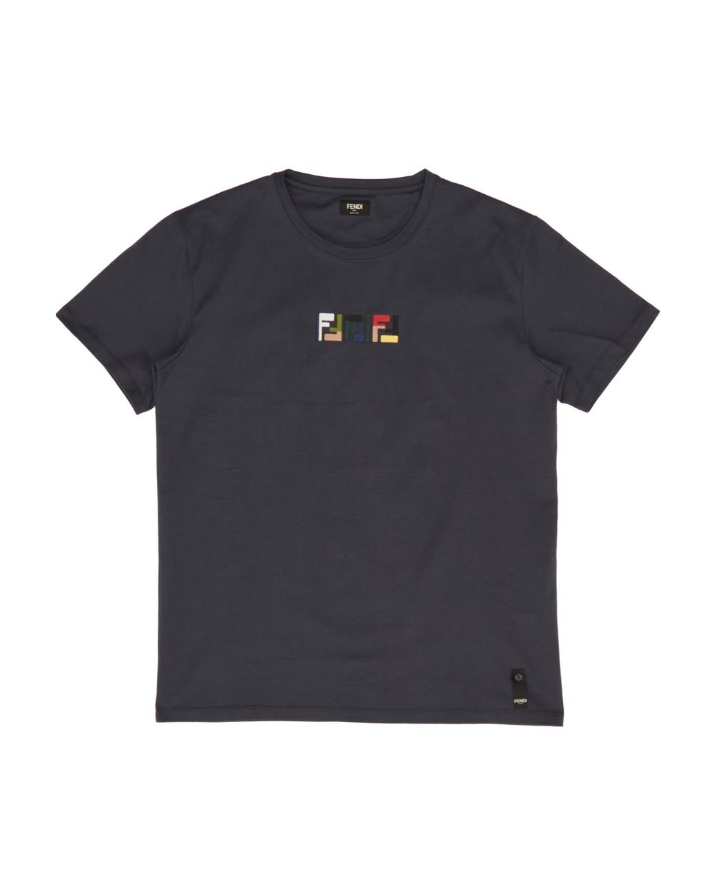 Fendi Black Logo Embroidered Crewneck T-Shirt for men