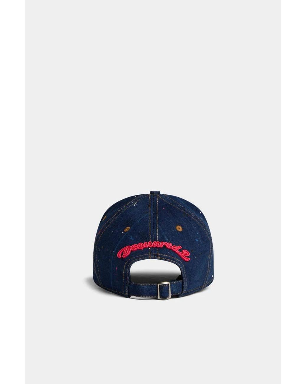 DSquared² Blue Paint-Splatter Logo-Patch Baseball Cap for men